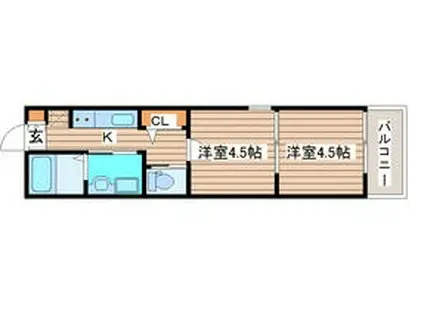 ソルテラ土樋(2K/1階)の間取り写真