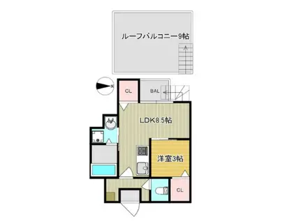 サンメゾン大橋II(1LDK/2階)の間取り写真