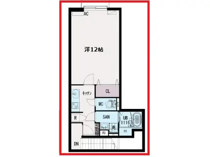 イクシオ江北(1K/2階)の間取り写真