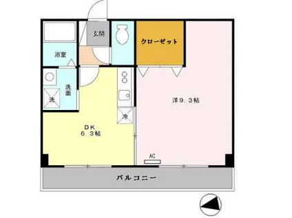 双輪建物第八コーポ(1DK/4階)の間取り写真