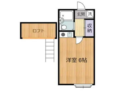 アーバンライフB棟(ワンルーム/1階)の間取り写真