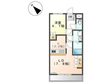 SHELL GRANDE 松森(1LDK/2階)の間取り写真