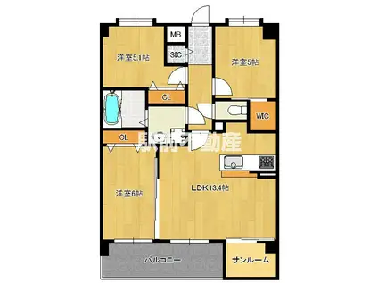 ETERUNO(3LDK/6階)の間取り写真