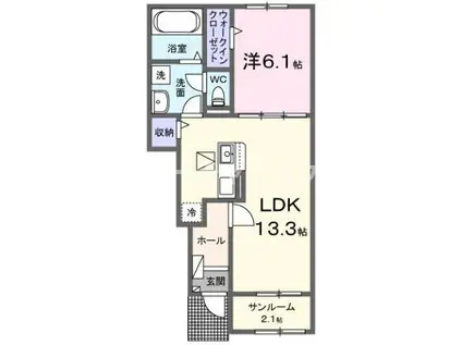 パークコートひたちなかEI(1LDK/1階)の間取り写真
