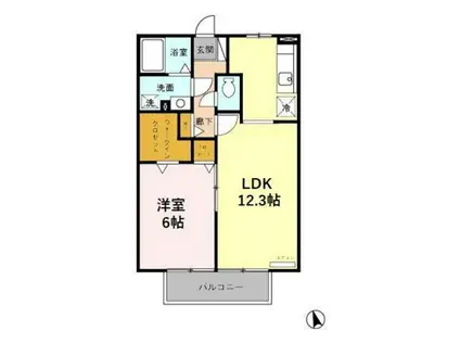 ノーブル千舟(1LDK/2階)の間取り写真