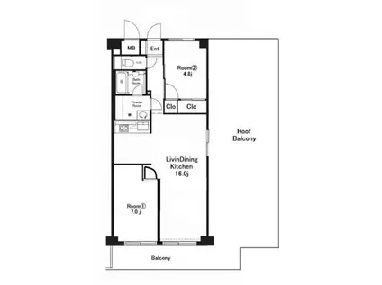ニューライフハイツ木場(2LDK/10階)の間取り写真