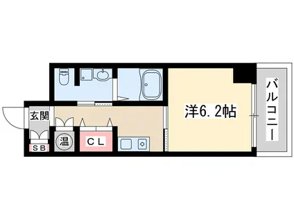 十三本町ウィンズマンションⅡ(1K/2階)の間取り写真