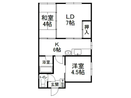 黄色い館(2DK/2階)の間取り写真