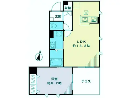 クリア中目黒(1SDK/1階)の間取り写真
