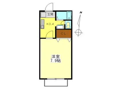 ソフィアK(1K/1階)の間取り写真