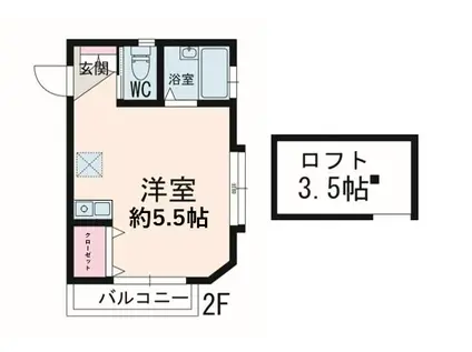 GOHN HAUS(ワンルーム/2階)の間取り写真