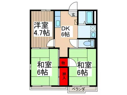 スパッティーハイツA(3DK/2階)の間取り写真