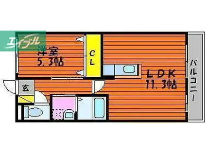 プレゼンス白石(1LDK/3階)の間取り写真