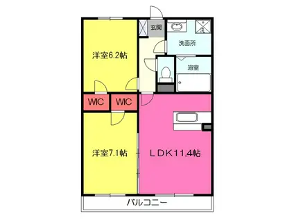 グランデージ(2LDK/2階)の間取り写真