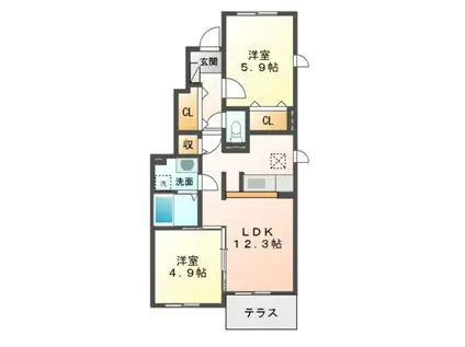 サンリットII(2LDK/1階)の間取り写真