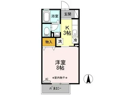 ルミエール A棟(1K/2階)の間取り写真