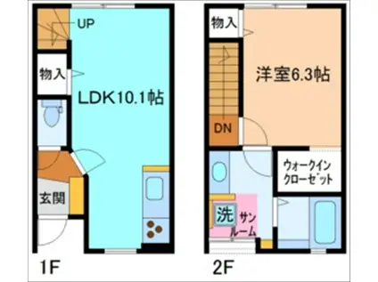 ヴィラ新V B棟(1LDK/1階)の間取り写真