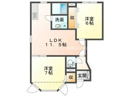 キャッスル北沢(2LDK/1階)の間取り写真