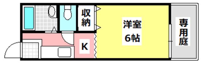 シャロームB(1K/1階)の間取り写真
