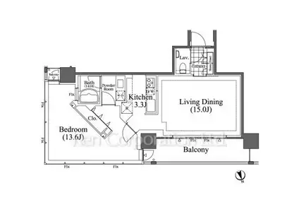 芝浦アイランド ブルームタワー(1LDK/34階)の間取り写真