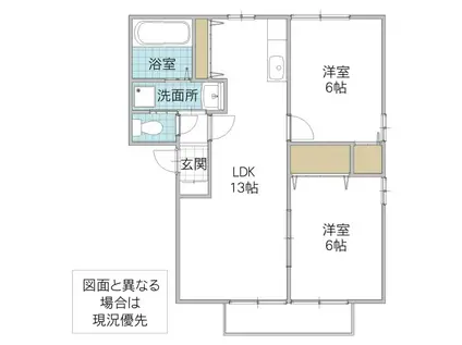 セジュールさくらA棟(2LDK/1階)の間取り写真