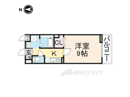 ウエストメゾンA(1K/2階)の間取り写真