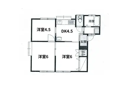 リュックスS(3DK/1階)の間取り写真