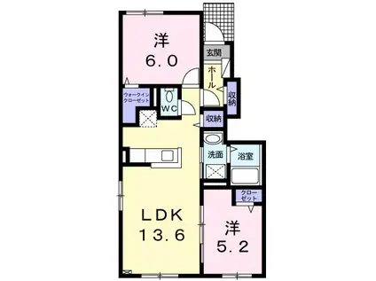 YHアジュールI(2LDK/1階)の間取り写真