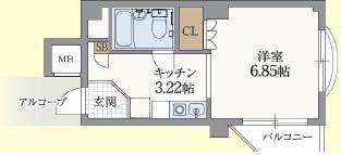 サンクラッソ阪急六甲駅前イースト(1K/5階)の間取り写真
