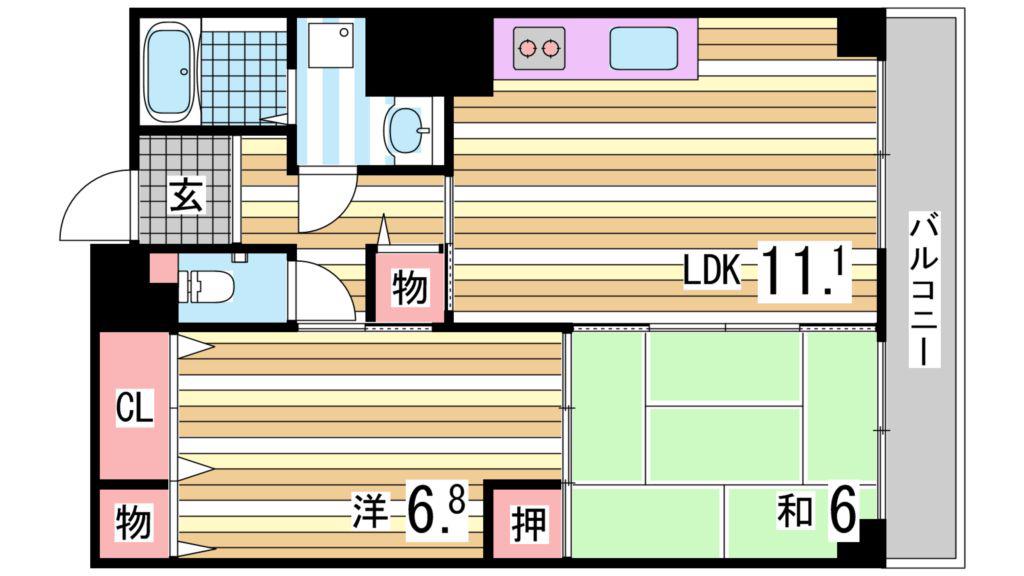 メゾン・ドュウ(2LDK/4階)の間取り写真