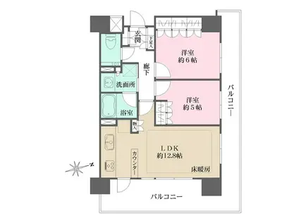 グランスイート高円寺(2LDK/11階)の間取り写真