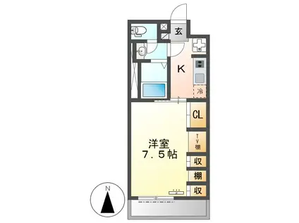 リブリ・CASA荒子(1K/1階)の間取り写真