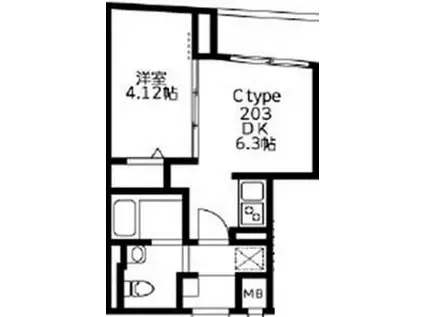 ユーレジデンス武蔵小山(1DK/1階)の間取り写真