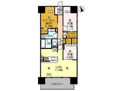 ウエリス姫路(2SLDK/6階)の間取り写真