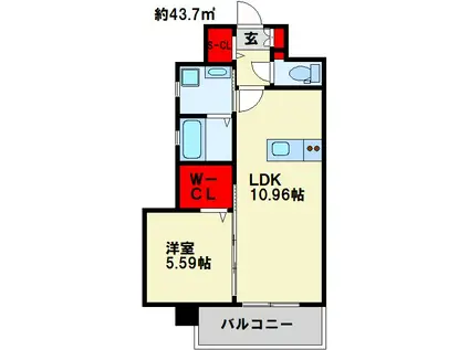 KSK青葉コアプレイス(1LDK/3階)の間取り写真