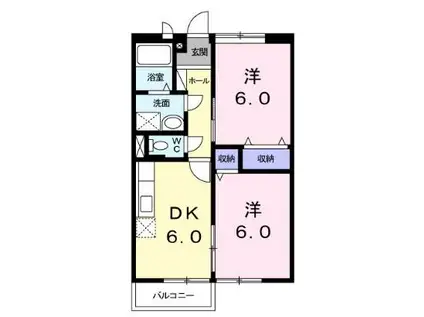 ルミエール西鶴III(2DK/1階)の間取り写真