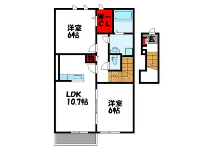 ＪＲ鹿児島本線 海老津駅 徒歩10分 2階建 築8年(2LDK/2階)の間取り写真