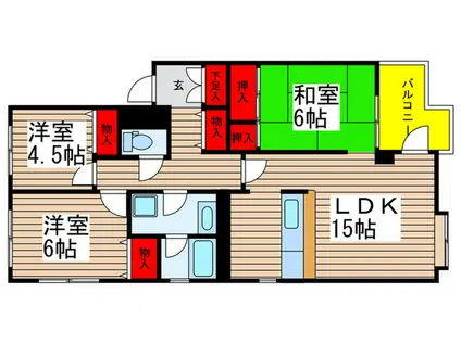 リズ市川平田(3LDK/3階)の間取り写真