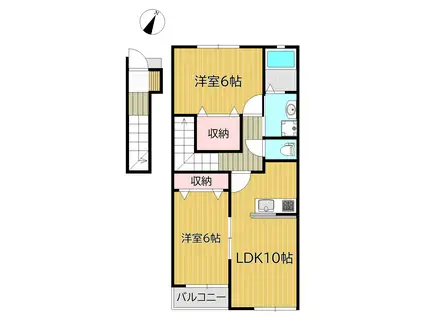 フォレスト備前原B棟(2LDK/2階)の間取り写真