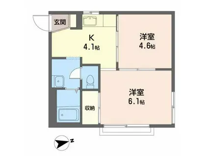 ラ・プランタン(2K/2階)の間取り写真