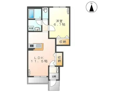 閑静住環境が魅力(1LDK/1階)の間取り写真