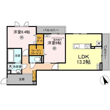 DS LIEN  B(2LDK/2階)の間取り写真