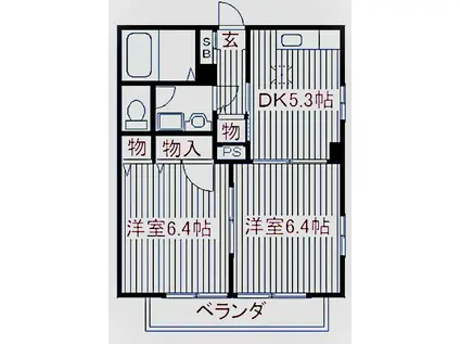 シルヴィコーラ(2DK/1階)の間取り写真