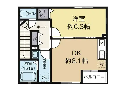カリス弦巻(1DK/2階)の間取り写真