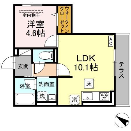 ディパイナ生麦(1LDK/1階)の間取り写真