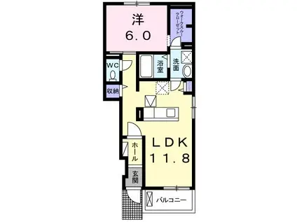 BIORLA 的ヶ浜A(1LDK/1階)の間取り写真