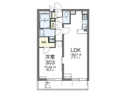 レオパレスエスポワール六郷(1LDK/3階)の間取り写真