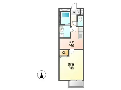 リナシメントA(1DK/2階)の間取り写真