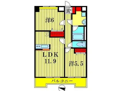 カーサフェリーチェ柴又(2LDK/5階)の間取り写真