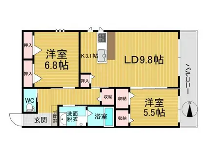 PROGRESS(2LDK/1階)の間取り写真